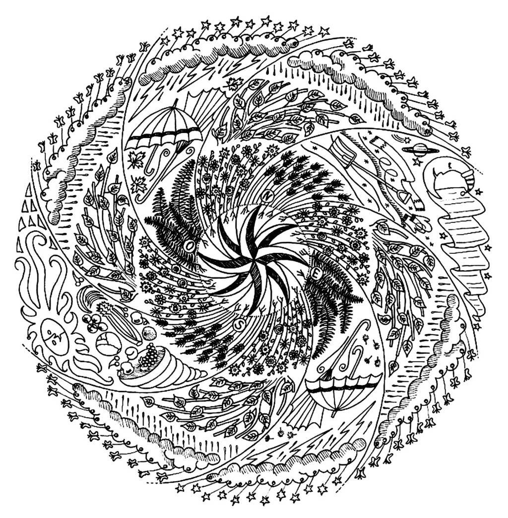 Coloriage Mandala Intriqué avec Spirales et Formes Symétriques - Mandala à imprimer